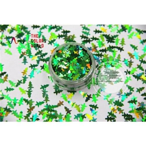TCA600 Laser Green Color Christmas tree 8MM Size Glitter dust ,Specular luster glitter for nail,tatto,Art decoration and others