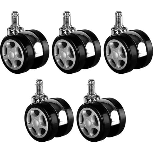 5pcs 2.5inch Diameter 60mm Universal Mute Caster Office Chairs Nylon Replacement Swivel Rubber Rollers Wheels