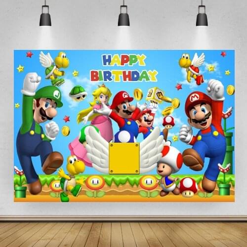 Kids Cartoon Happy Birthday Backdrops Table Decor Boys Game Theme Party Newborn Baby Custom Photographic Studio Background Vinyl