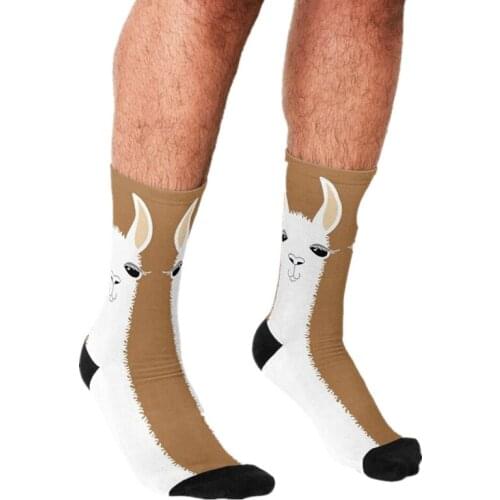 2021 funny Mens socks LLAMA PORTRAIT Pattern Printed hip hop Men Happy Socks cute boys street style Crazy Socks for men