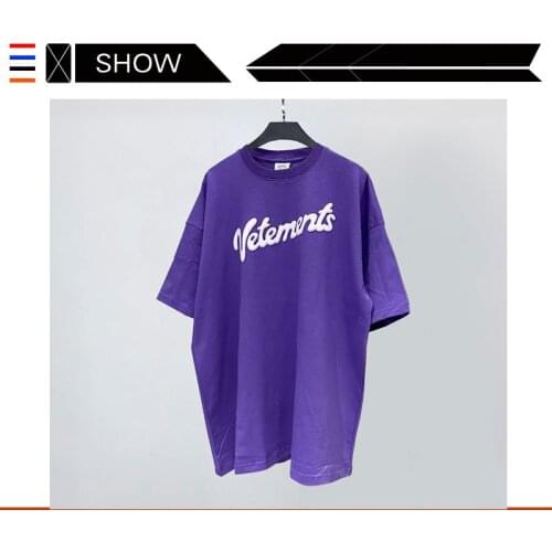 VETEMENTS French Street votements short sleeve T-shirt VTM wittermont purple foam printed short sleeve T-shirt