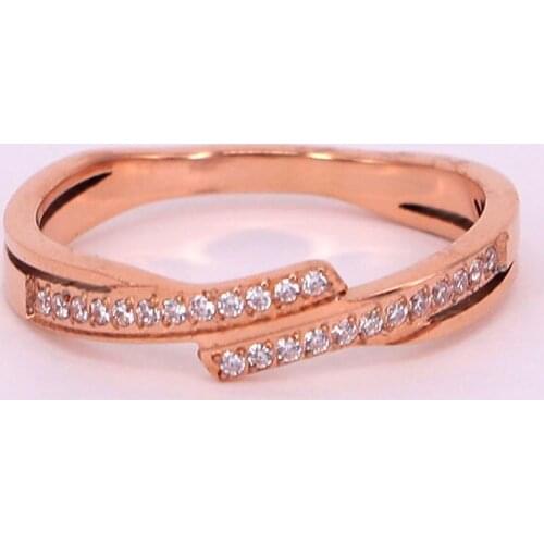 Fashion Lover Rose Gold Color Stainless Steel Crystal Cross Finger Ring Engagement Woman Wedding Party Gift