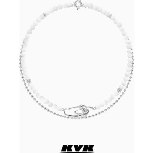 KVK Necklace Female Niche Design White Agate Venom Splicing Necklace 2021 New Tide Luxury Accessories