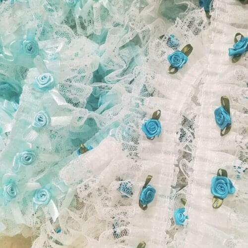 1Yard Rose Guipure Lace Fabric Decoration Laces Silver Ribbon 4.8cm Bow Flower Gold Lace Fabric Party Dress Sewing Trimming RG21