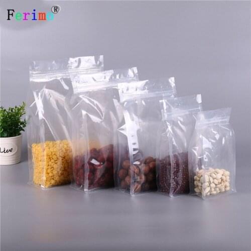 100pcs Eight - edge sealed transparent self-sealing bag spot plastic moisture-proof sealed self-supporting food packaging bag
