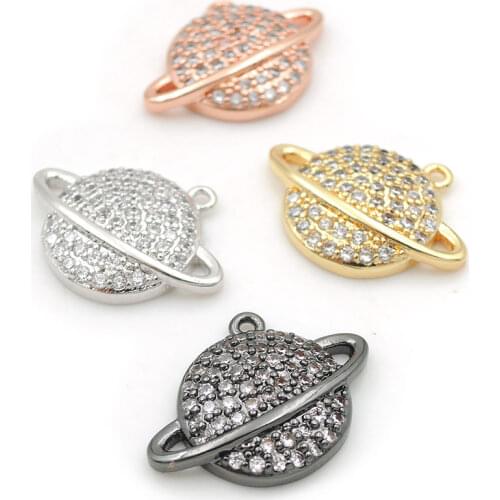 17*11*2mm Micro Pave Clear CZ Round Charms Fit For Men And Women Making Bracelets Or Earrings Jewelry