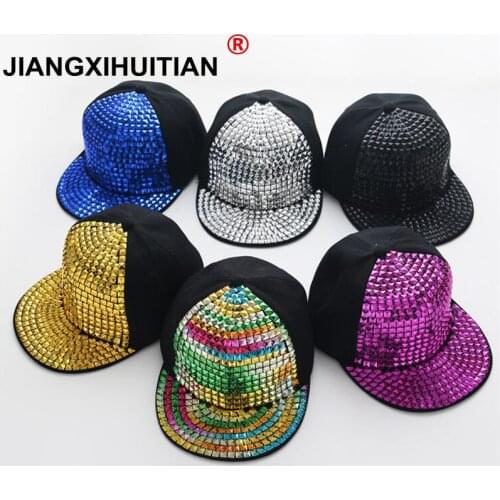 2017 Unisex Punk Hedgehog Hat Personality Jazz Snapback Spike Studded Rivet Spiky Sequins Baseball Cap For Hip Hop Rock Dance