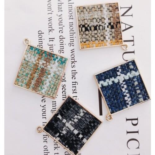Alloy Square Pendant Necklace Charms DIY Material Jewelry Earring Accessories