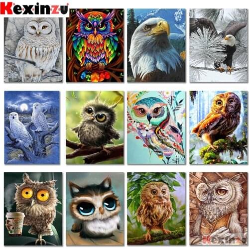 KEXINZU Diamond Painting Animal Lovely owl Diamond Mosaic Full Diamond Embroidery Pattern Rhinestones Needlework DIY Crafts Y094