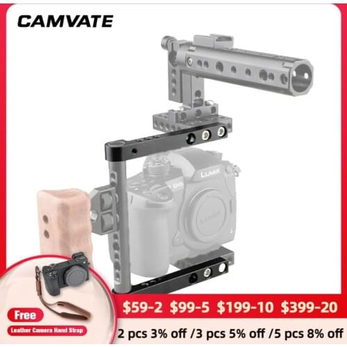 CAMVATE 124mm Aluminum Cross Bar With 15mm Single Rod Adapter Top Rail Bottom Rail For DLSR Camera Cage Kit (A Pair) C2338