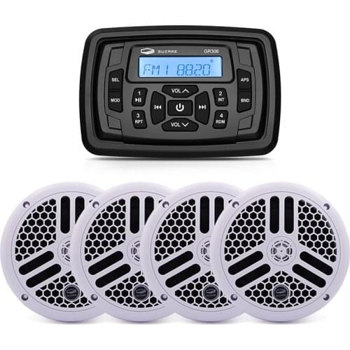 Marine Radio Audio Boat Stereo Bluetooth Receiver FM AM Car MP3 Player+2 Pairs 6.5 inch Marine Waterproof Speakers For RV Yacht