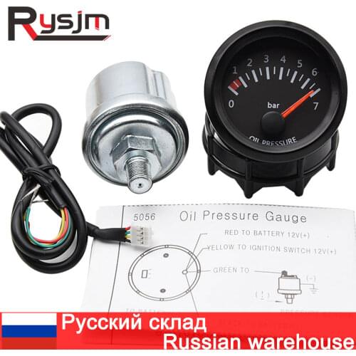 Car Oil Pressure Gauge Sensors Modification 0-7 BAR 52mm Oil Pressure Meters for Truck Car 12V Oil Press Sensor M10x1 NPT1/8