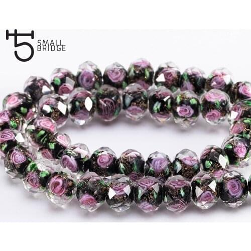 12mm Murano Faceted Black Flower Lampwork Beads for Bracelet Making Women Diy Accessories Round Glass Large Beads Wholesale L003