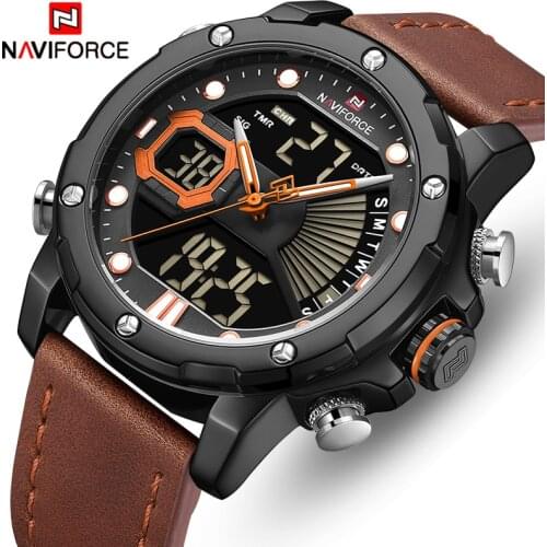 NAVIFORCE Watches Men Top Brand Luxury Analog Digital Quartz Men’s Wristwatch Military Leather LED Male Clock Relogio Masculino