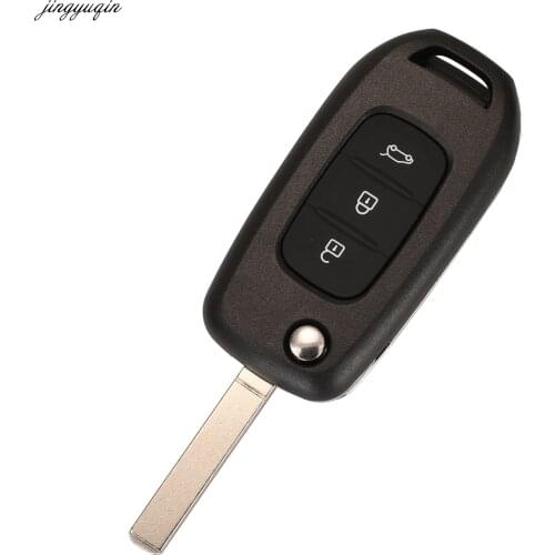 Jingyuqin Flip Remote Car Key Housing VA2 For Renault Duster Correga Megana Landscape 2014 3 Buttons Fob Case Replacement