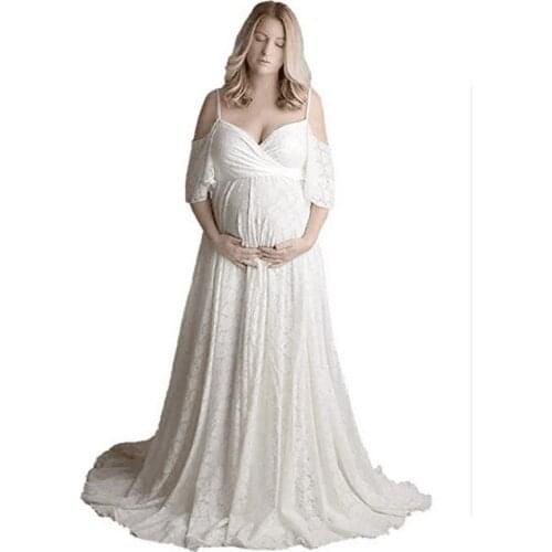 Elegant Lace Maternity Dress Photography Photo Session Props Dresses for Pregnant Women Clothes Pregnancy Dress for Photo Shoot