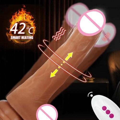 Automatic Telescopic Dildo Heating G-point Female Masturbator Vibrator Sex Machine Realistic Penis Big Dick Adult Sex Toys