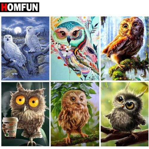 HOMFUN Full Square/Round Drill 5D DIY Diamond Painting "Cartoon animal owl" 3D Embroidery Cross Stitch 5D Home Decor