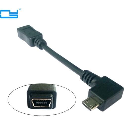 5OCS/LOT Micro USB Male Right angled 90 degree to Mini USB Female data charge cable 10cm