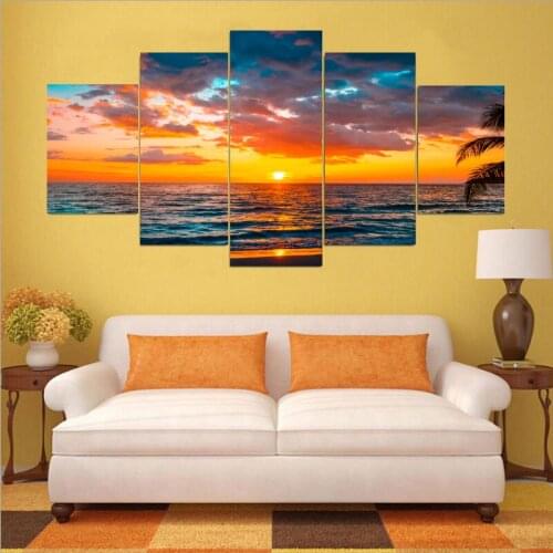 Beach At Dusk Pattern HD Print Canvas Painting Wall Art Picture for Living Room Home Decor