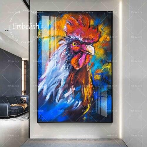 HD Print Canvas Oil Paintings For Living Room Colorful Rooster On A Cardboard Animals Wall Posters Home Decor Pictures