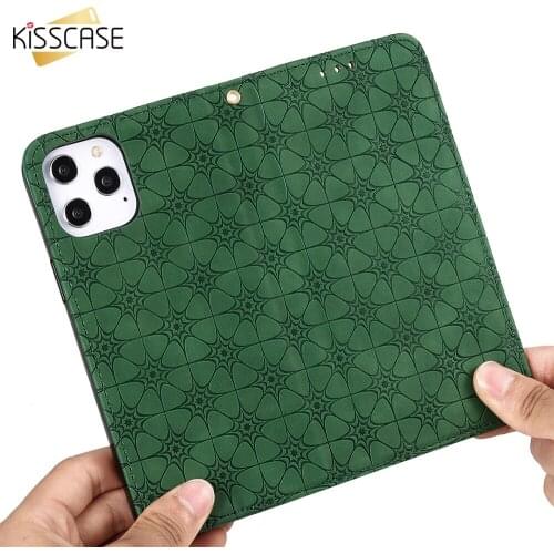 KISSCASE PU Leather Embossed Phone Case For iPhone 12 Pro Max 12 11 Pro 11 Flip Wallet Cover For iPhone X XR XS Max 6S 7 8 Plus