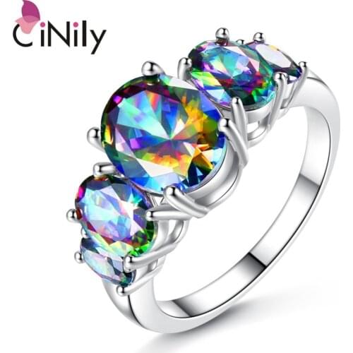 CiNily Created Mystic Stone Silver Plated Wholesale Hot Sell Jewelry for Women Party Birthday Gift Ring Size 6-9 NJ11080