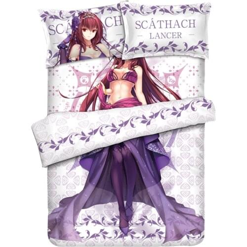Anime Fate/Grand Order Scathach Quilt Cover Printed Bedding Set With Pillow Cases Bed Sheet Duvet Cover Set 4pc CP170031