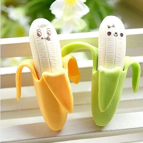 20 pcs Korean stationery cute banana eraser Creative cartoon childrens fruit eraser School supplies