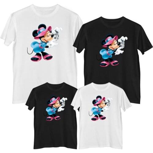 Disney Mickey Mouse Minnie Mouse T shirt Summer Comfortable 100% cotton Fashion Womens t-shirts Mother daughter matching Tops