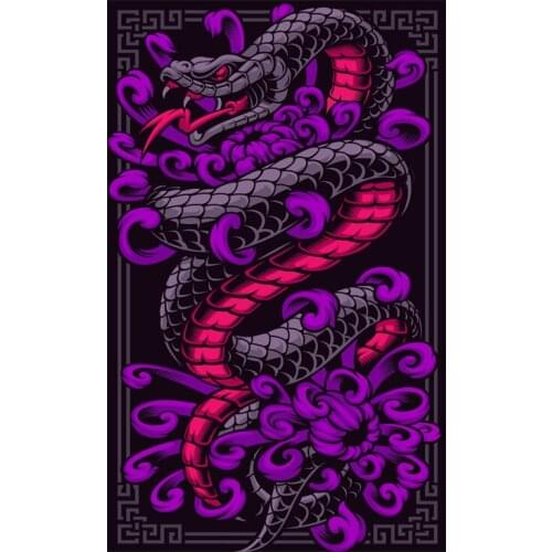 Japanese style king cobra venom snake flowers motorcycle stickers #742