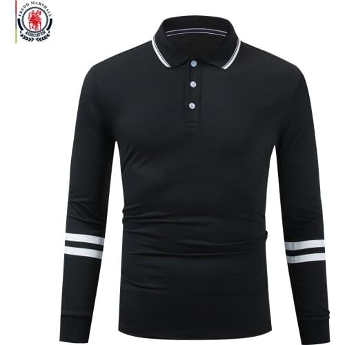 FREDD MARSHALL 2020 New Long Sleeve Casual Business 100% Cotton Polo Shirt Men Classic Solid Color High Quality Polo Shirts 1001