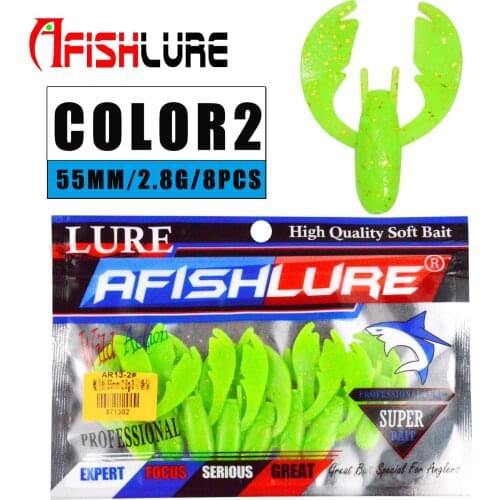 Afishlure Walleye Crappie Soft Plastic Worms Shrimp Lures 55mm/2.8g 8pcs/bag Shad Lure Trout Fishing Crawfish Bait