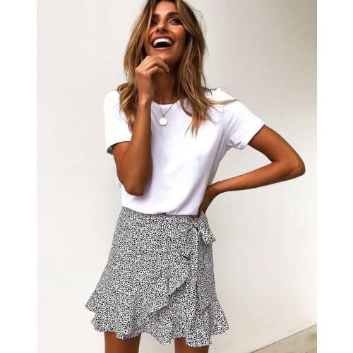 New spring summer 2020 fashionable Ruffle lace up Leopard print women Skirt 101083