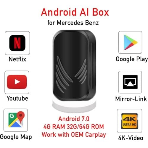 Upgrade 4+64G Android AI Dongle for Mercedes Class A B C CLA CLS E G GLA GLE GLC GLS R S SL SLC S350 with Car OEM Apple Carplay