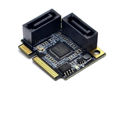 BTBcoin Add On Cards Mini PCI-E PCI Express to 2 Port SATA 3.0 Converter SSD HDD SATA3 Controller Expansion Card SATA Multiplier