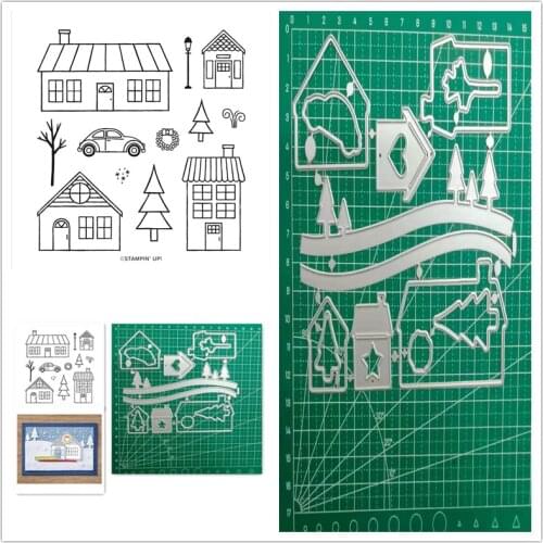 Christmas Coming Home Metal Cutting Dies and Stamps DIY Scrapbooking Photo Album Paper Card Decoration Craft Embossing Template