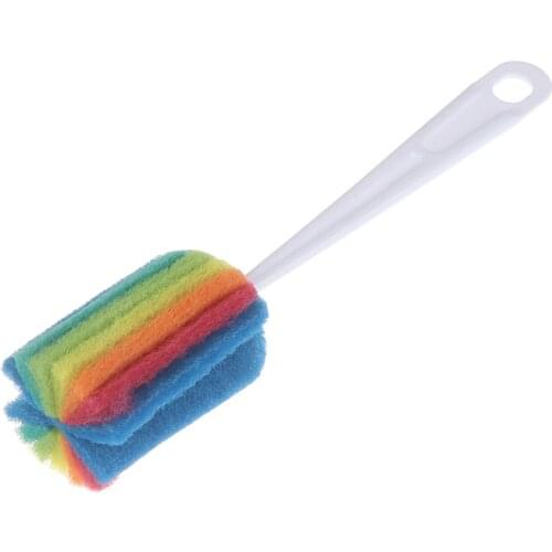 Detachable Colorful Water Bottle Cup Mug Glass Washing Sponge Cleaning Brush Scrubber With Handle Cleaning Utensils Brush Glass