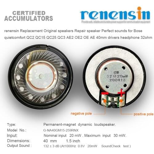 2PCS Replacement drivers speakers 40 mm 32 ohm 132dB Speaker for Bose Qc25 Qc35 QC15 QC3 AE2 OE2 OE Studio Studio 2 headphones