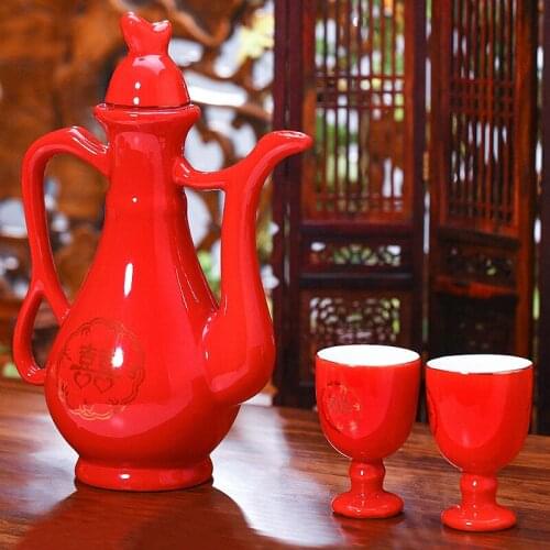 Wedding supplies toasting cup Chinese wedding dragon and phoenix hieroglyph bridal dowry wine set