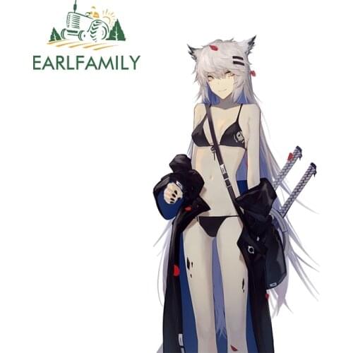 EARLFAMILY 13cm x 7.1cm for Lappland Arknights Vinyl Car Wrap Car Sticker Creativite Laptop Decal Sunscreen Car Door Protector