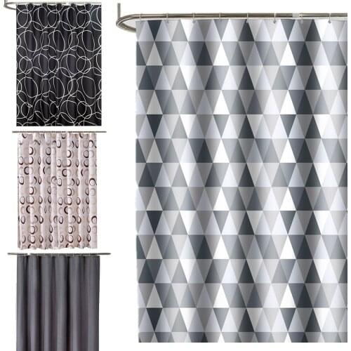 PEVA Shower Curtains Bathroom Curtains Geometric Waterproof Bath Curtain Bathtub Bathing Cover Extra Large Wide 12 Hooks