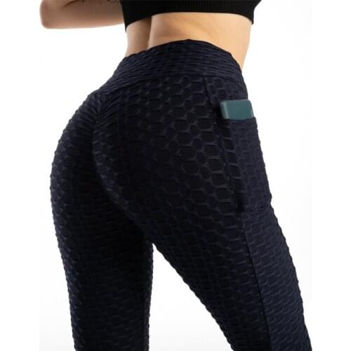 Women Seamless Pocket Leggings Gym Yoga Pant Sportswear Butt Lifting High Waist Tummy Control Stretchy Workout Booty Tight Pants