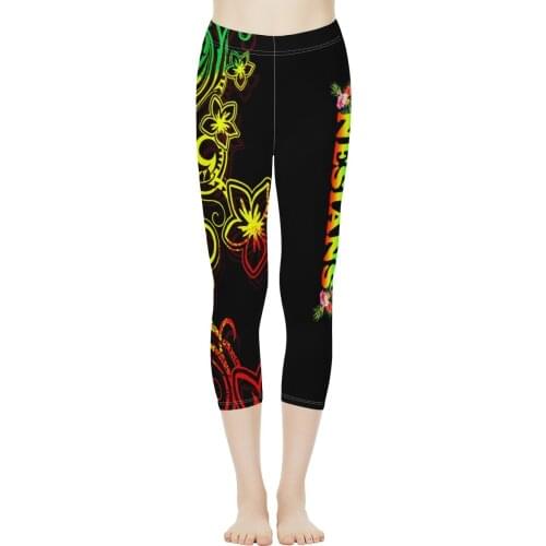Most Design BLUE Polynesian Tribe sunflower Pattern Girl Tight Yoga Pants Full Length Women Fitness Leggings Yoga Long Pants