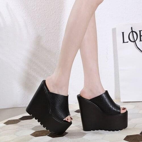 16cm Super High Heeled Summer 2020 Womens Shoes Peep Toe Platform Wedge Sandals