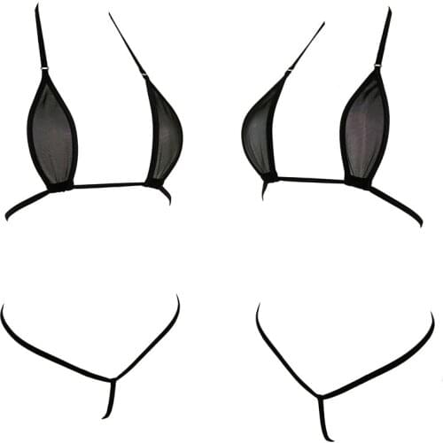 Extreme Hot Sexy Teardrop Micro Bikini Exotic Lingerie Set Women Cotton Mesh Transparent Mini Bathingsuit Night Underwear String