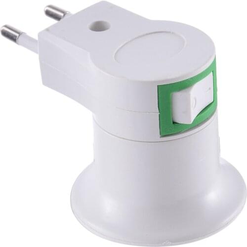 1pc E27 Bulb EU Plug Adapter with ON/OFF Control Switch E27 Socket Lamp Base Lamp Socket