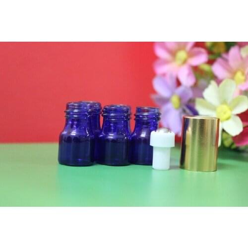10pcs 1ml Small Blue Roll On Bottle for Essential Oils Refillable Perfume Vials Deodorant Containers with Stainless Steel Roller