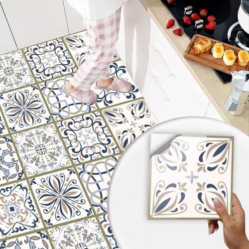 10pcs European Style Hard Tiles Wall Sticker Kitchen Backsplash Wardrobe Wall Decals Oil-proof Waterproof Ceramics Art Wallpaper