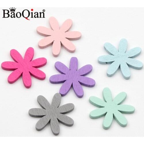 20Pcs 26mm Mixed Wooden Flower Slice For DIY Wood Crafts Embellishments Home Decoration Accessories